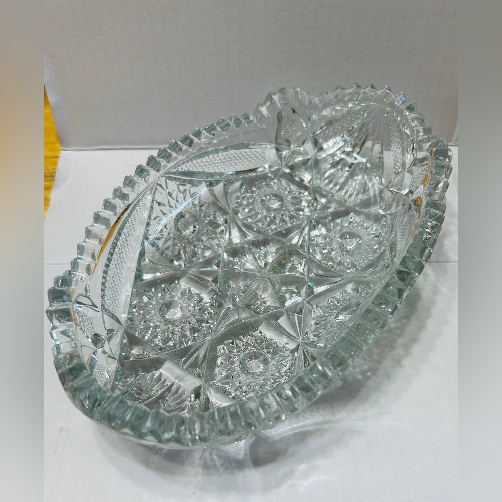 Vintage celery boat, Imperial Glass Co. American Brilliant Period. Sawtooth edge